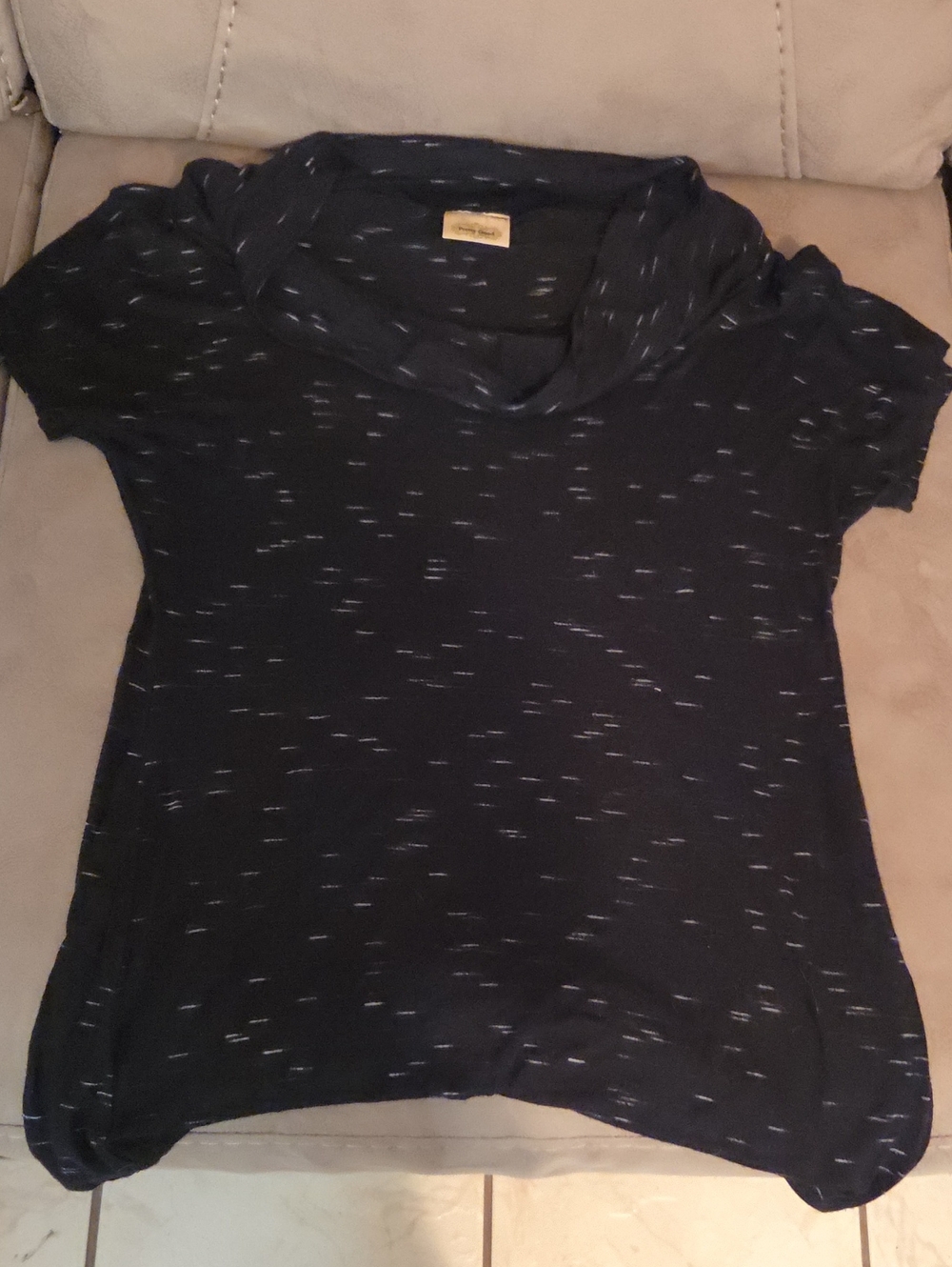 Pretty Good Navy Speckled Short-Sleeve Cowl Neck Tee